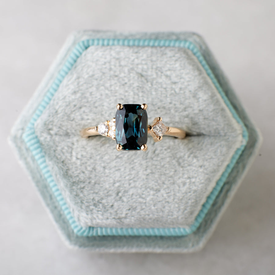 Jane Ring - 2.06 Carat Teal Cushion Sapphire