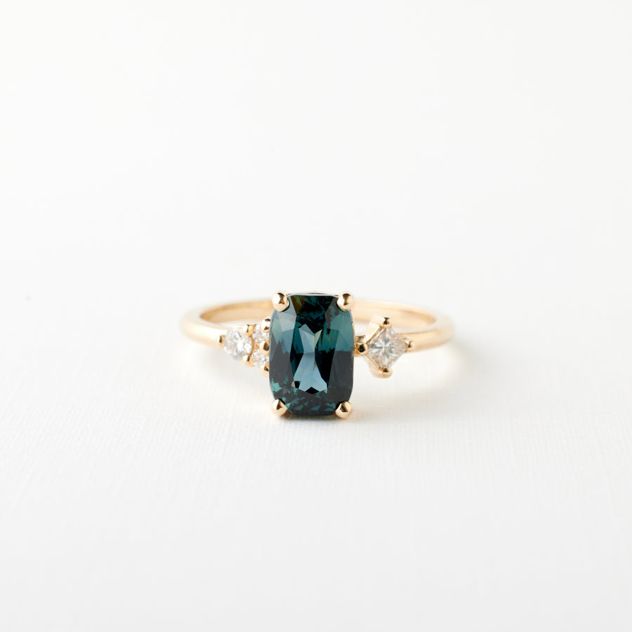 Jane Ring - 2.06 Carat Teal Cushion Sapphire