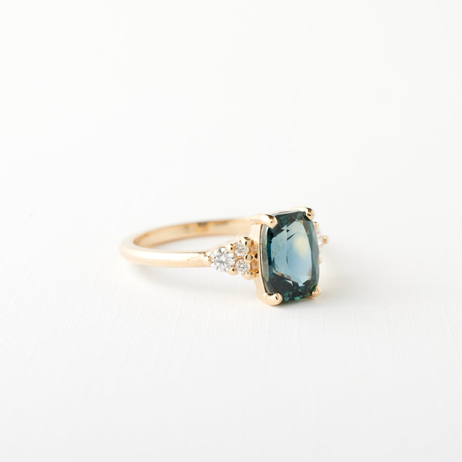 Jane Ring - 2.06 Carat Teal Cushion Sapphire