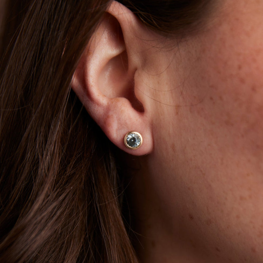 Joey Earrings No. 1 - Pale Seafoam Montana Sapphires