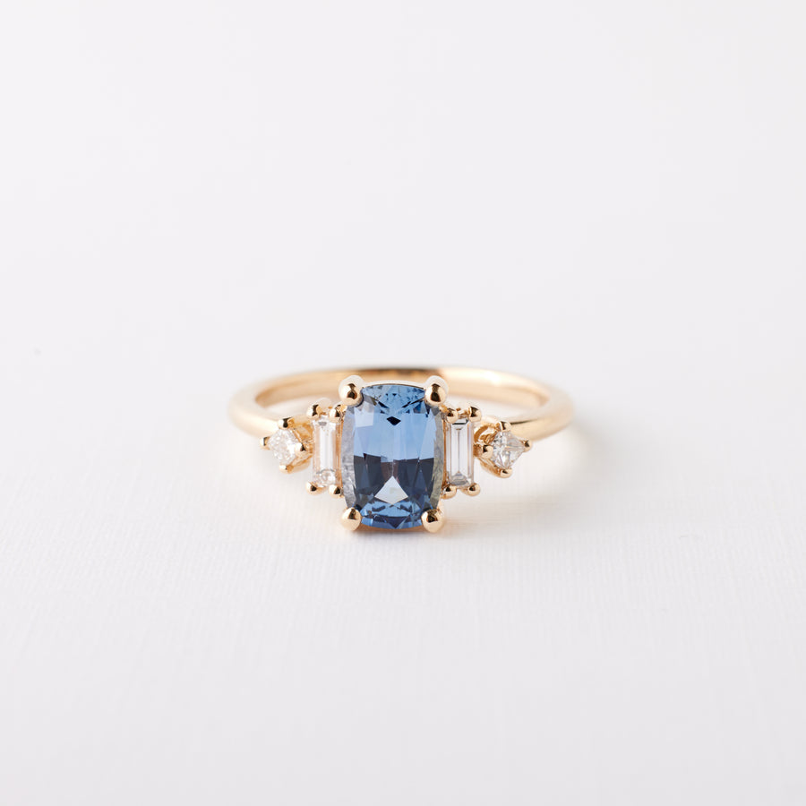 Josie Ring - 1.32 Carat Blue Cushion Cut Sapphire