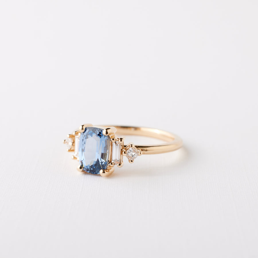 Josie Ring - 1.32 Carat Blue Cushion Cut Sapphire