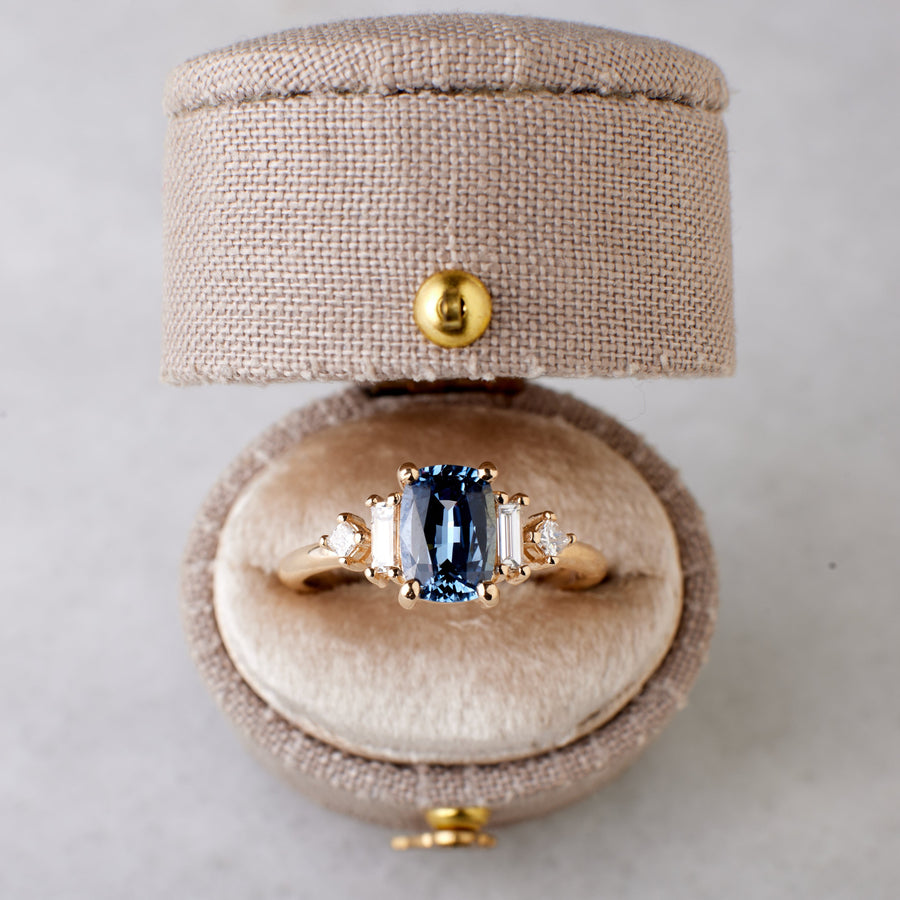 Josie Ring - 1.32 Carat Blue Cushion Cut Sapphire