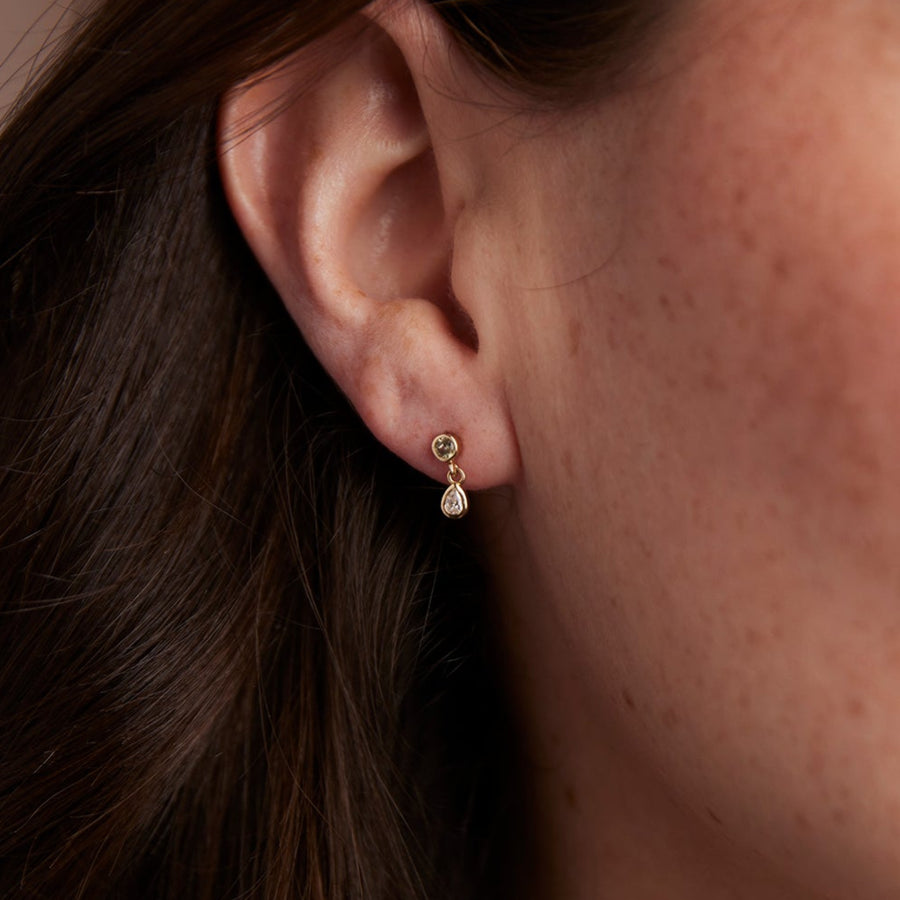 Jude Earrings - Champagne Sapphire + Diamond