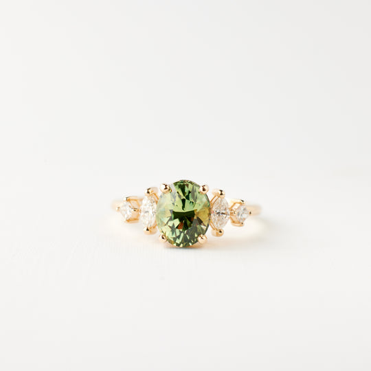 Julia Ring - 2.15 Carat Green-Yellow Oval Sapphire