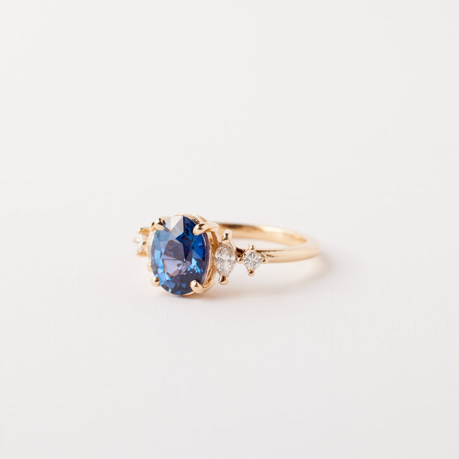 Julia Ring - 2.31 Carat Blue Purple Oval Sapphire