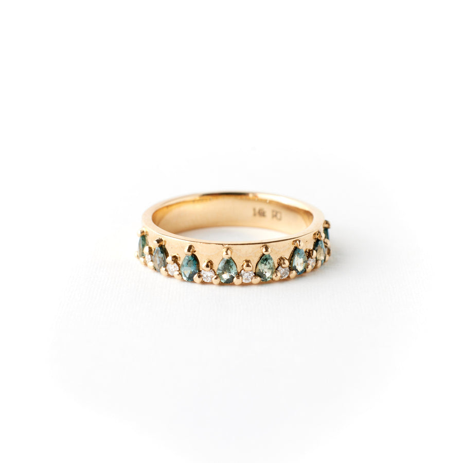 Kendall Ring - Teal-Green Sapphire + Diamond