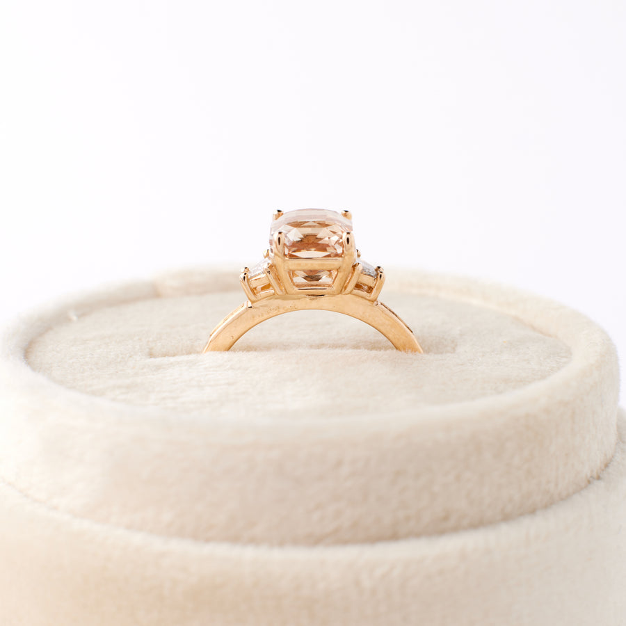 Lydian Ring - 3.05 carat Peach Radiant Sapphire