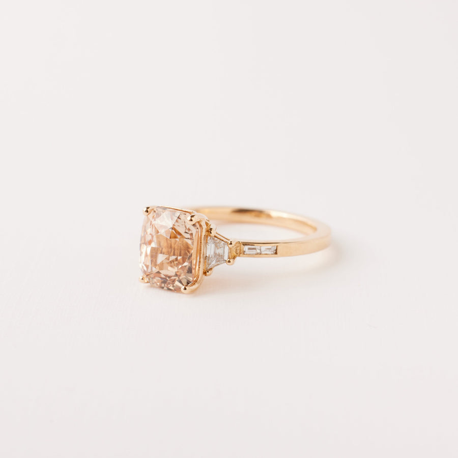 Lydian Ring - 3.05 carat Peach Radiant Sapphire