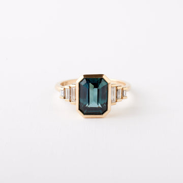 Nina Ring - 3.05 Carat Emerald Cut Teal Sapphire