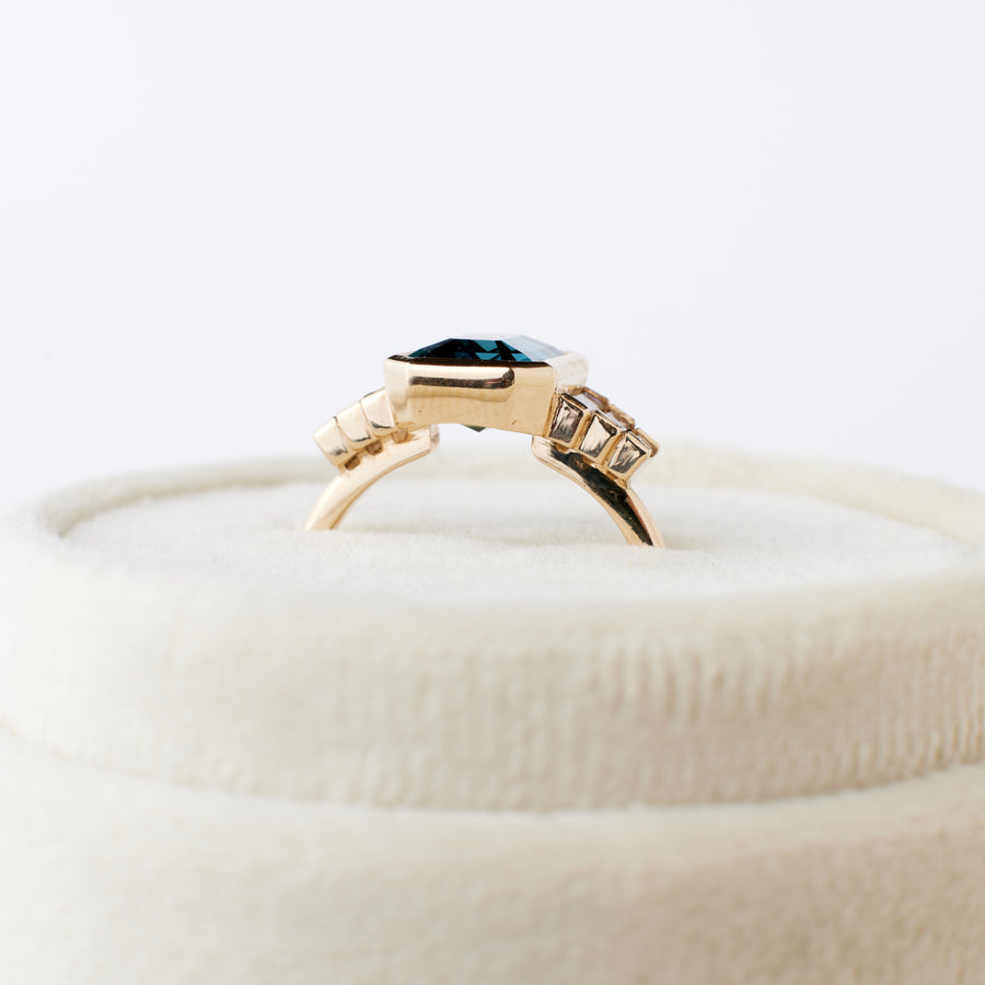 Nina Ring - 3.05 Carat Emerald Cut Teal Sapphire