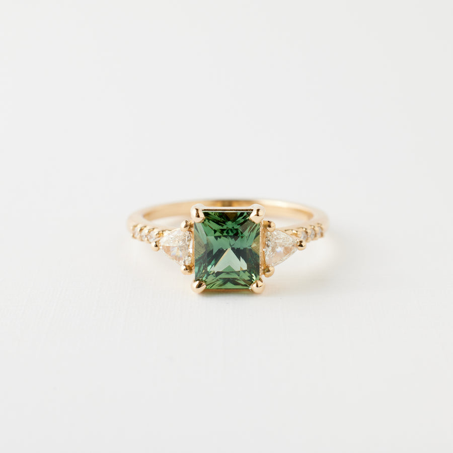 Portia Ring - 2.06 Carat Green-Teal Radiant Sapphire