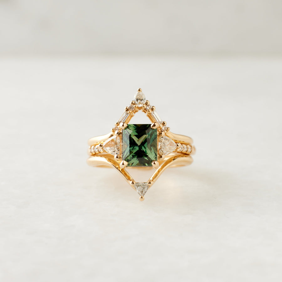 Portia Ring - 2.06 Carat Green-Teal Radiant Sapphire