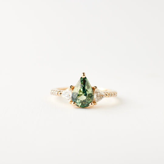 Portia Ring - 2.0 Carat Teal-Green Pear Sapphire