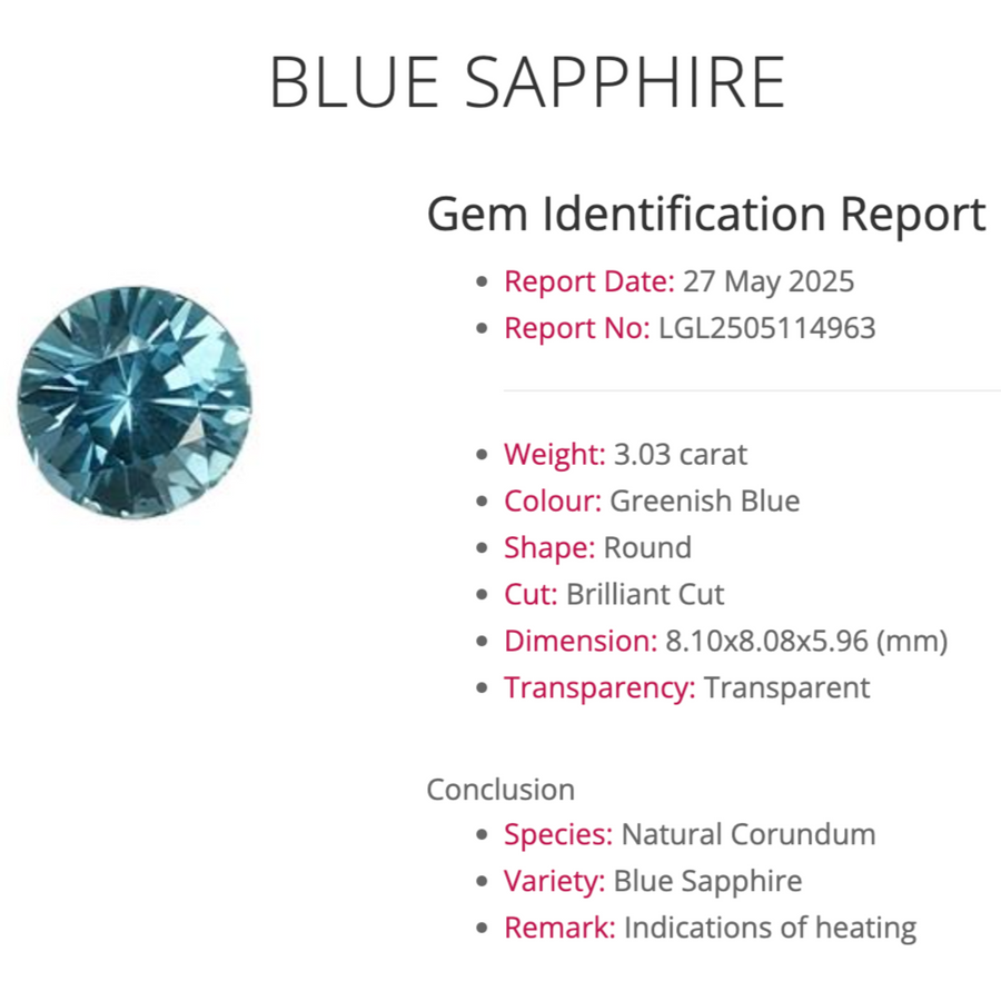 Sylvie Ring - 3.03 Carat Blue Round Brilliant Sapphire