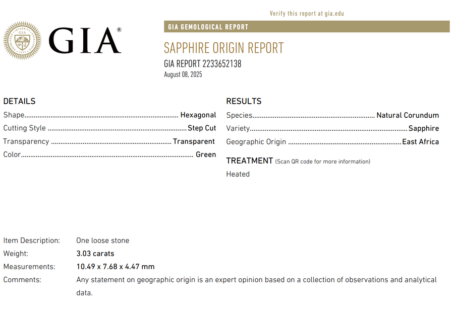 Cora Ring - 3.03 Carat Green Teal  Hexagon Sapphire