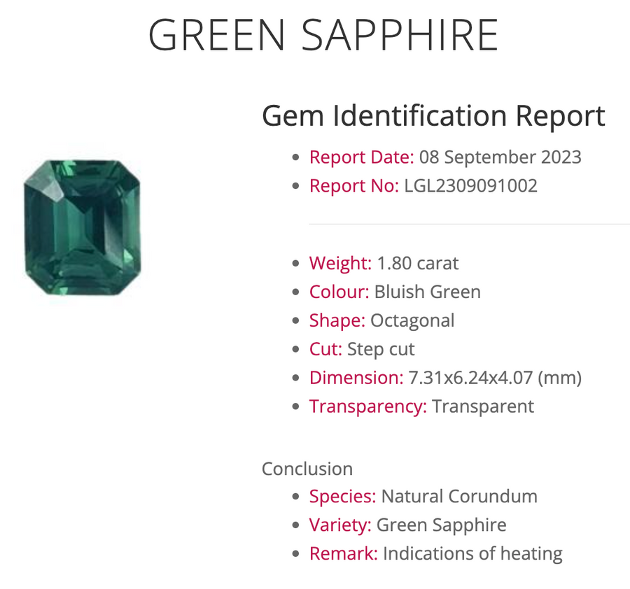 Lina Ring - 1.80 Carat Blue Green Emerald Cut Sapphire