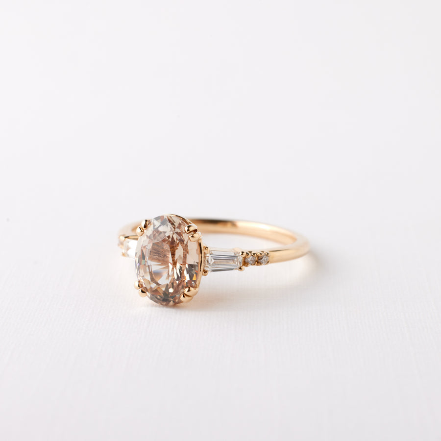 Sylvie Ring - 2.14ct. Peach Oval Sapphire