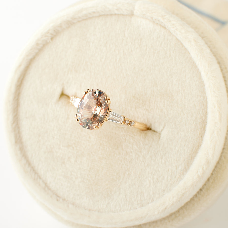 Sylvie Ring - 2.14ct. Peach Oval Sapphire