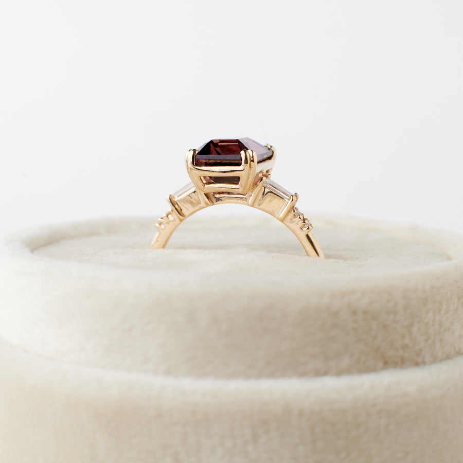 Sylvie Ring - 3.15ct. Purple Red Emerald Cut Ruby