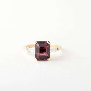 Sylvie Ring - 3.15ct. Purple Red Emerald Cut Ruby