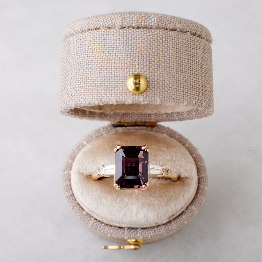 Sylvie Ring - 3.15ct. Purple Red Emerald Cut Ruby