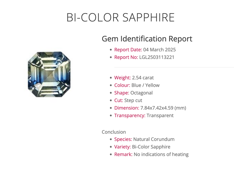 Ivy Ring - 2.54 Carat Blue-Yellow Asscher Sapphire