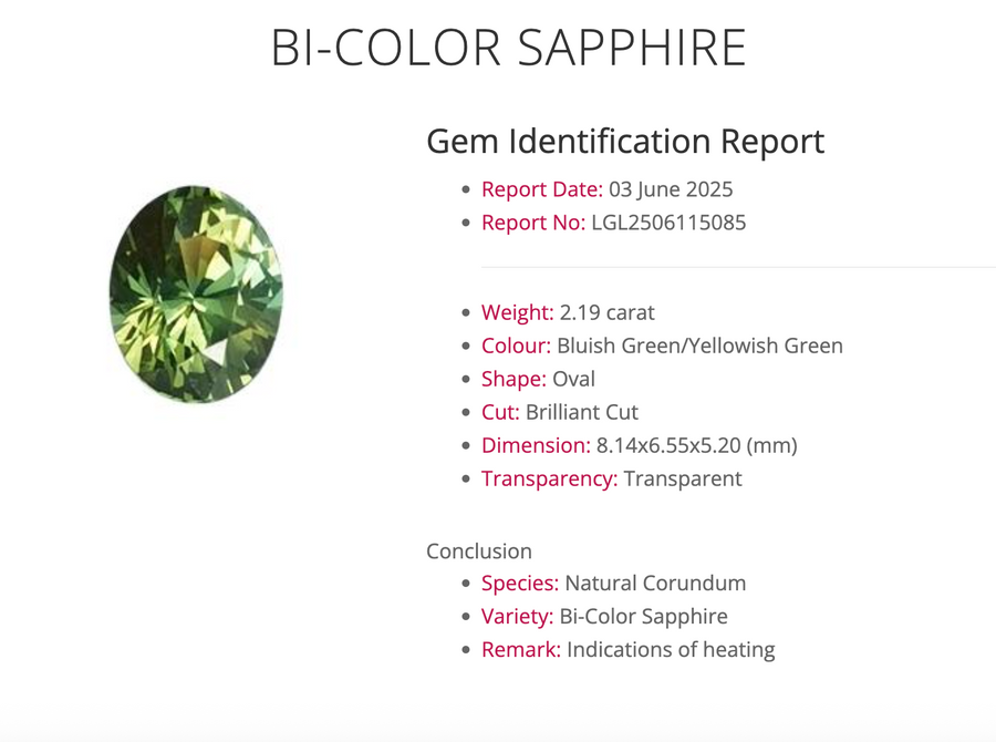 Rosalind Ring - 2.19 Carat Blue-Green-Yellow Parti Oval Sapphire