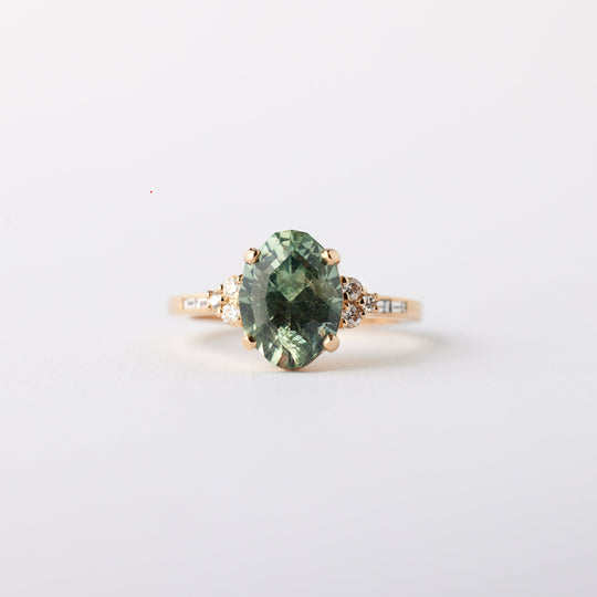 Marigold ring - 3.37ct mint geo oval sapphire