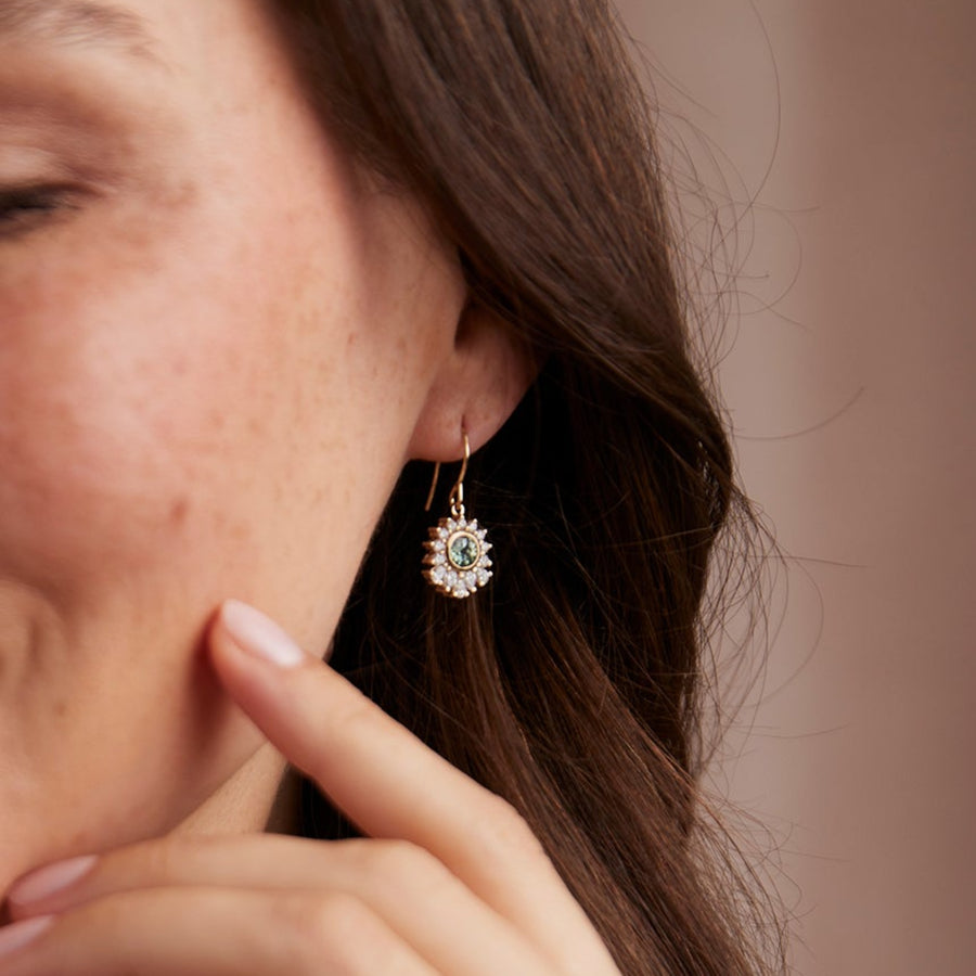 Cypress Earrings - Light Green Montana Sapphires