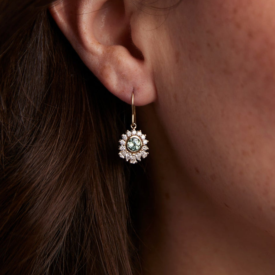 Cypress Earrings - Light Green Montana Sapphires