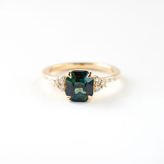 Marigold Ring - 2.03 Carat Blue-Green Radiant Sapphire