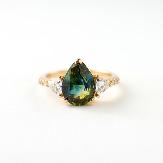 Portia Ring - 2.60 Carat Green Pear Sapphire
