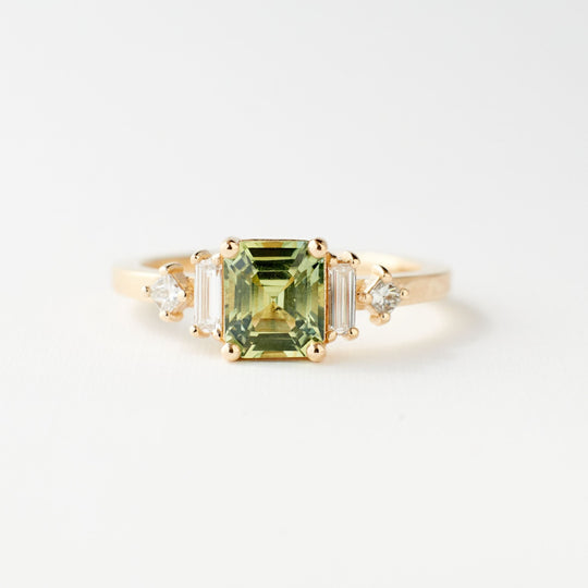 Josie Ring - 1.11 Carat Teal Yellow Emerald Cut Sapphire