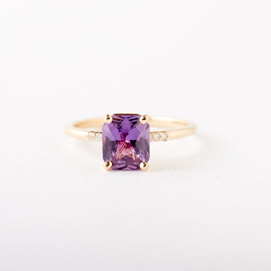 Ashia Ring - 1.55 Carat Pink Purple Radiant Sapphire