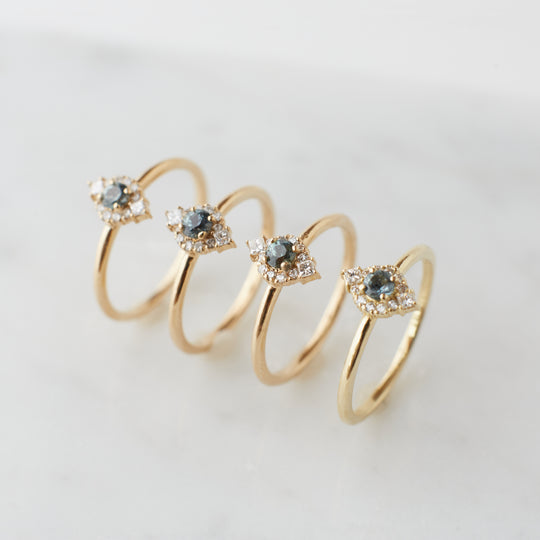Brooklyn Ring - 3mm Teal Round Sapphire