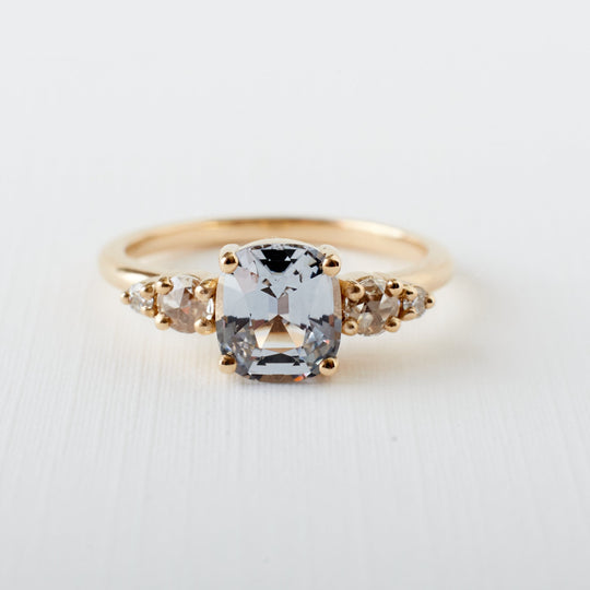 Isa Ring - 1.43 Carat Silver-Grey Spinel Cushion