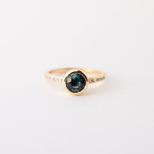 Presley Ring - 1.17 Carat Teal Blue Round Sapphire