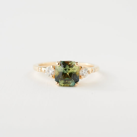 Clio Ring - 2.03 Carat Parti Teal-Green Sapphire