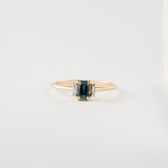 Ginger Ring - Blue Green Sapphire in Yellow Gold