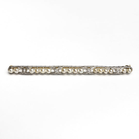 0.40cttw 4pc Old European Cut Platinum & 18K Antique Bar Pin 22759-01