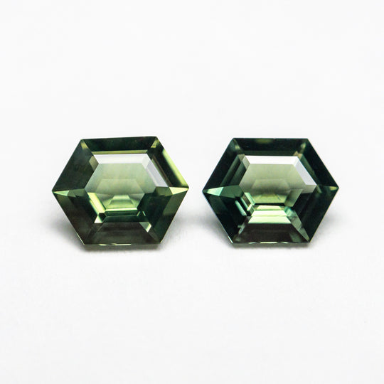1.04cttw 2pc 5.79x4.60x2.49mm 5.82x4.57x2.36mm Hexagon Step Cut Sapphire Matching Pair 22768-23 xx