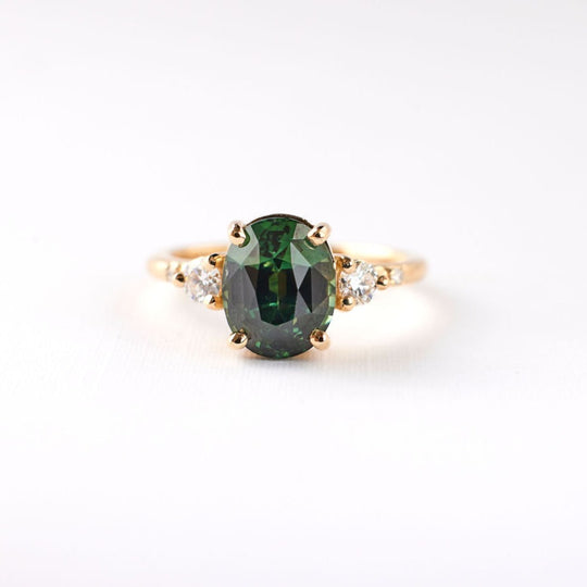 Clio Ring - 3.02 Carat Green Oval Sapphire