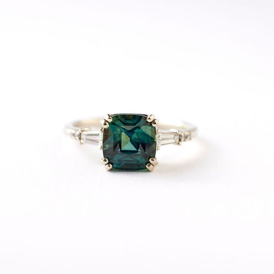 Sylvie Ring - 2.54 Carat Blue Green Sapphire