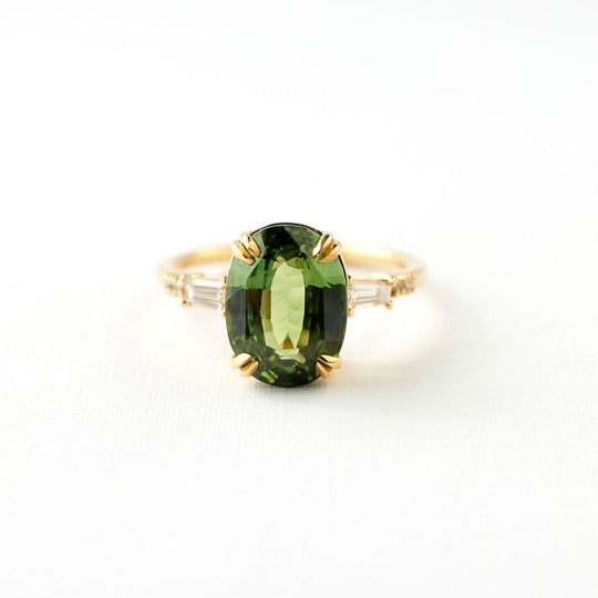 Sylvie Ring - 4.01 Carat Green Oval Sapphire